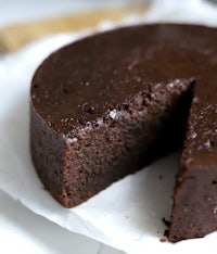 a chocolate cake with a slice taken out